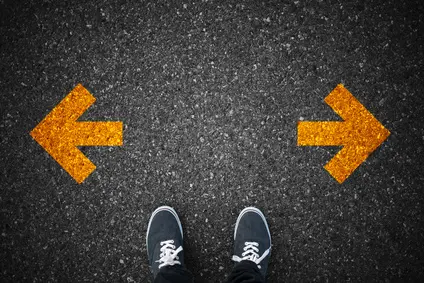 Walking direction on asphalt Walking direction on asphalt